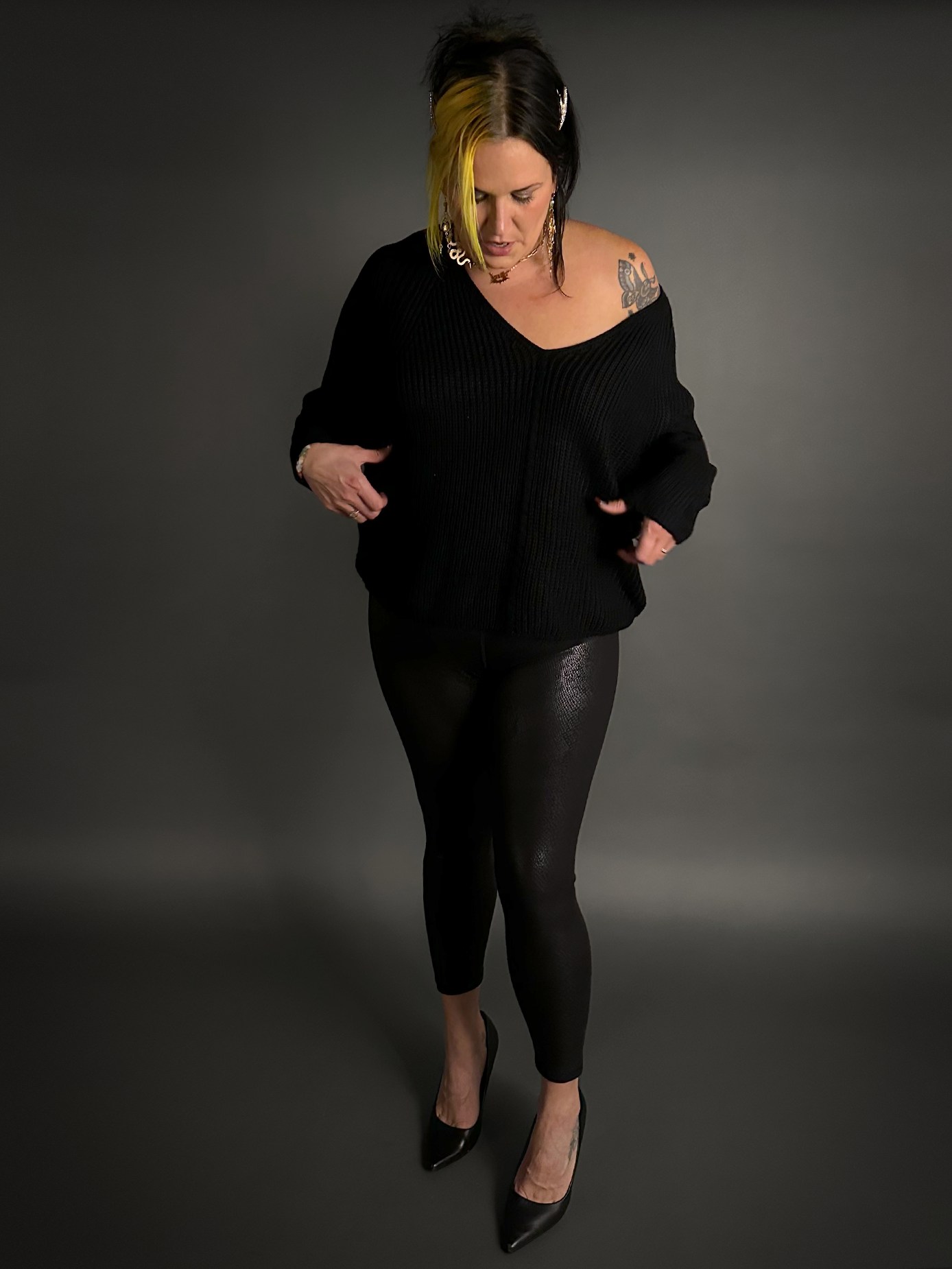Faux Snakeskin High Waist Yoga Leggings with Front Pocket