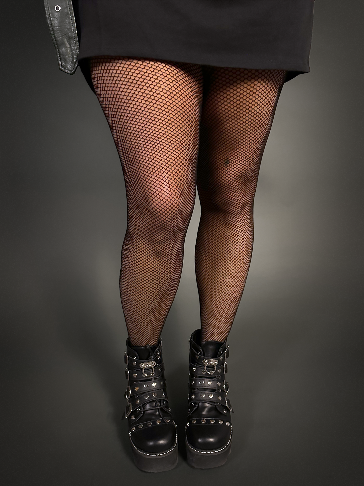 Outfit Set - Hoodie Mini Dresss & Small Gauge Fishnet Tights by Pamela Mann
