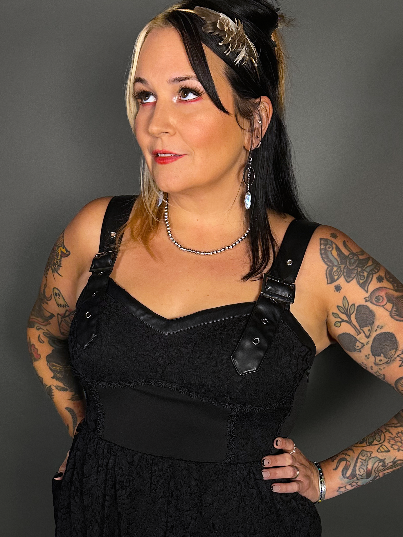 Outfit Set -Tommyrot Corset Dress w/ Faux Leather Straps & Floral Criss Cross by Pamela Mann