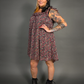 90s Style Ruffled Square Neck Lined Floral Print Babydoll Dress