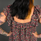 90s Style Ruffled Square Neck Lined Floral Print Babydoll Dress