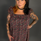 90s Style Ruffled Square Neck Lined Floral Print Babydoll Dress
