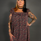 90s Style Ruffled Square Neck Lined Floral Print Babydoll Dress