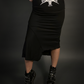 Asymmetrical Stretch Midi Skirt in Black - Punk / Goth Style