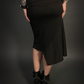 Asymmetrical Stretch Midi Skirt in Black - Punk / Goth Style