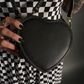 Black Heart PU Leather Dual Strap Clutch Purse by 3AM