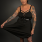 Black Ribbon Lace-up Front A-line Punk / Goth Dress