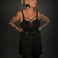 Black Ribbon Lace-up Front A-line Punk / Goth Dress