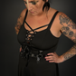 Black Ribbon Lace-up Front A-line Punk / Goth Dress