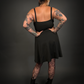 Black Ribbon Lace-up Front A-line Punk / Goth Dress