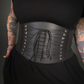 Black Faux Leather Extra Wide Front Laces Corset Belt with Elastic Back
