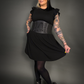 Black Faux Leather Extra Wide Front Laces Corset Belt with Elastic Back