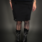 Distressed & Ripped High Waist Stretch Denim Jean Skirt in Black - Punk Style