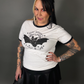 Espi Lane "Stay Spooky" Bat Graphic Ringer Tee in White & Black