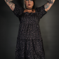 Floral Print French Style Layered Dress with Square Neck Goth / Indie Style