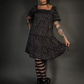 Floral Print French Style Layered Dress with Square Neck Goth / Indie Style