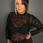 Floral Sheer Long Sleeve Turtle Neck Layering Top