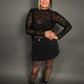 Floral Sheer Long Sleeve Turtle Neck Layering Top