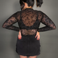 Floral Sheer Long Sleeve Turtle Neck Layering Top
