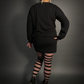 French Terry Long Sleeve Casual Sweatshirt Mini Dress in Black