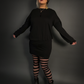 French Terry Long Sleeve Casual Sweatshirt Mini Dress in Black