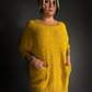 Fuzzy Short Indie Sweater Dress with Pockets in Mustard Yellow