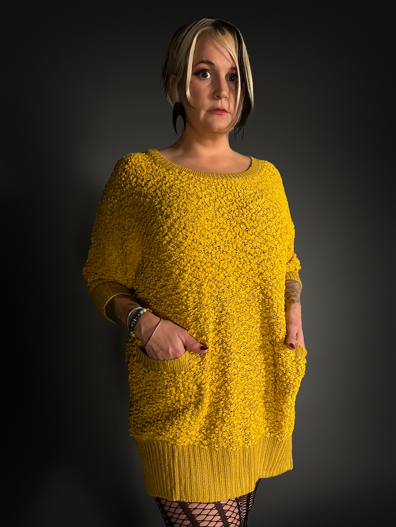 mustard yellow sweater dress