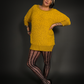 Fuzzy Short Indie Sweater Dress with Pockets in Mustard Yellow