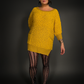 Fuzzy Short Indie Sweater Dress with Pockets in Mustard Yellow