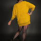 Fuzzy Short Indie Sweater Dress with Pockets in Mustard Yellow