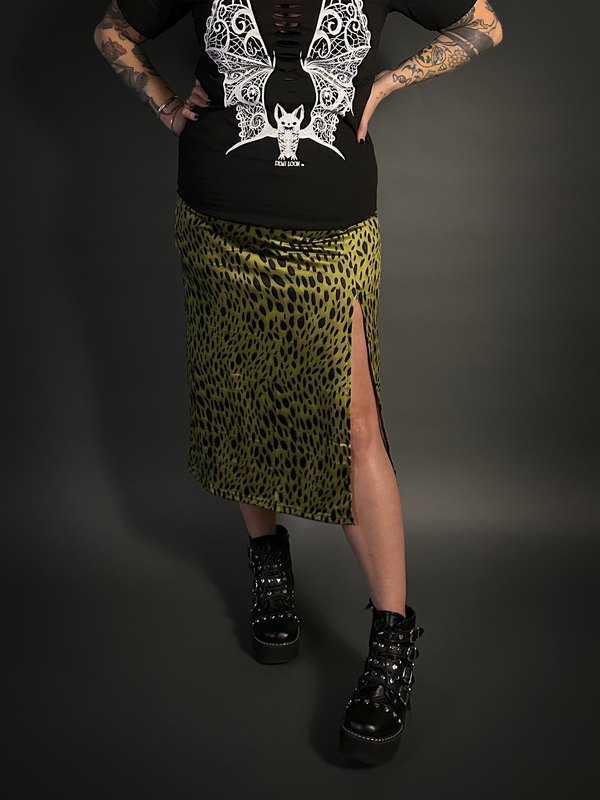 Animalistic Slit Mesh Skirt