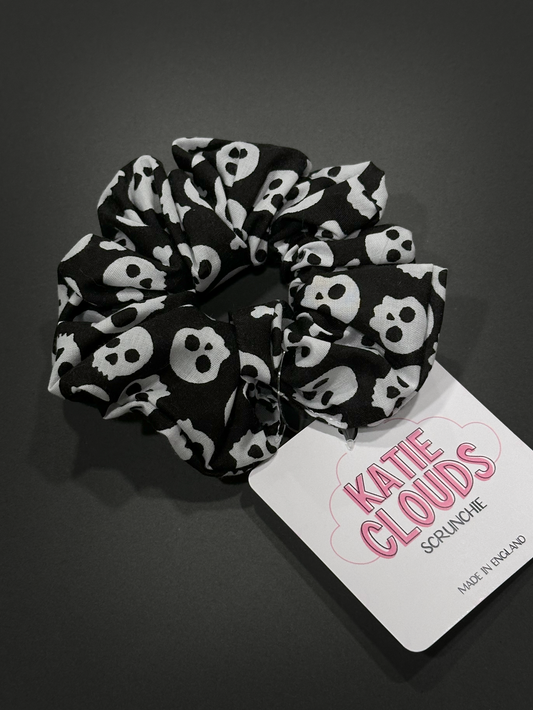 Katie Clouds Hair Scrunchie - Skulls - Hand Made in England