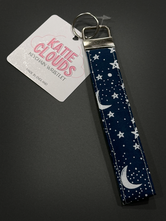 Katie Clouds Keychain Wristlet - Moons & Stars - Hand Made in England