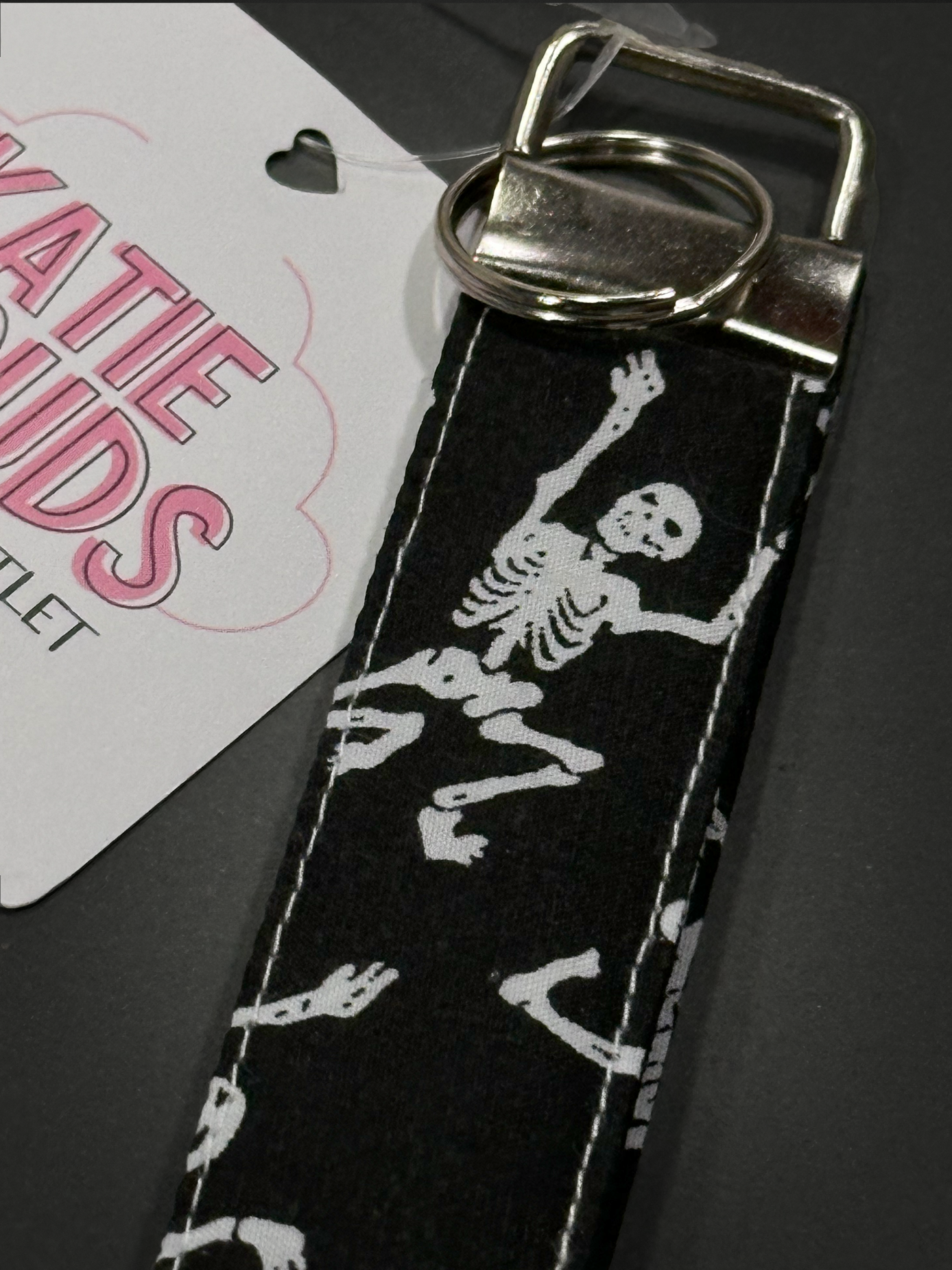 Katie Clouds Keychain Wristlet - Skeletons - Hand Made in England