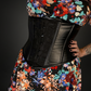 Lavish Wet Look PU Leather Underbust Boned Corset w/ Rose Lace