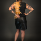 Lightning Bolt Mini Skirt in Faux Vegan Leather - Punk / Goth / New Wave Style