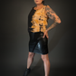 Lightning Bolt Mini Skirt in Faux Vegan Leather - Punk / Goth / New Wave Style