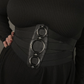 Outfit Set -  Long Sleeve Ribbed Babydoll Dress & Three O-ring Front Detail Corset Belt