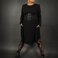Outfit Set -  Long Sleeve Ribbed Babydoll Dress & Three O-ring Front Detail Corset Belt