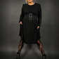 Outfit Set -  Long Sleeve Ribbed Babydoll Dress & Three O-ring Front Detail Corset Belt
