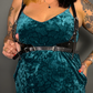 Outfit Set - Animal Ember Velvet Mini Dress in Teal  & Classic Black Harness Belt