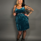Outfit Set - Animal Ember Velvet Mini Dress in Teal  & Classic Black Harness Belt