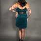 Outfit Set - Animal Ember Velvet Mini Dress in Teal  & Classic Black Harness Belt