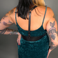 Outfit Set - Animal Ember Velvet Mini Dress in Teal  & Classic Black Harness Belt