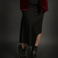 Outfit Set - Asymmetrical Midi Skirt in Black & Vintage Style Velvet Blazer in Burgundy