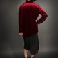 Outfit Set - Asymmetrical Midi Skirt in Black & Vintage Style Velvet Blazer in Burgundy