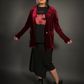 Outfit Set - Asymmetrical Midi Skirt in Black & Vintage Style Velvet Blazer in Burgundy