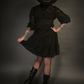 Outfit Set - Black Long Sleeve Button-up Goth Dress & Underbust Harness Corset Belt