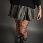 Outfit Set - Faux Leather Mini Skater Skirt & Dolman Batwing Sleeve Oversized Sweater