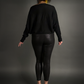 Outfit Set - Faux Snakeskin Leggings & Dolman Batwing Sleeve Oversized Sweater